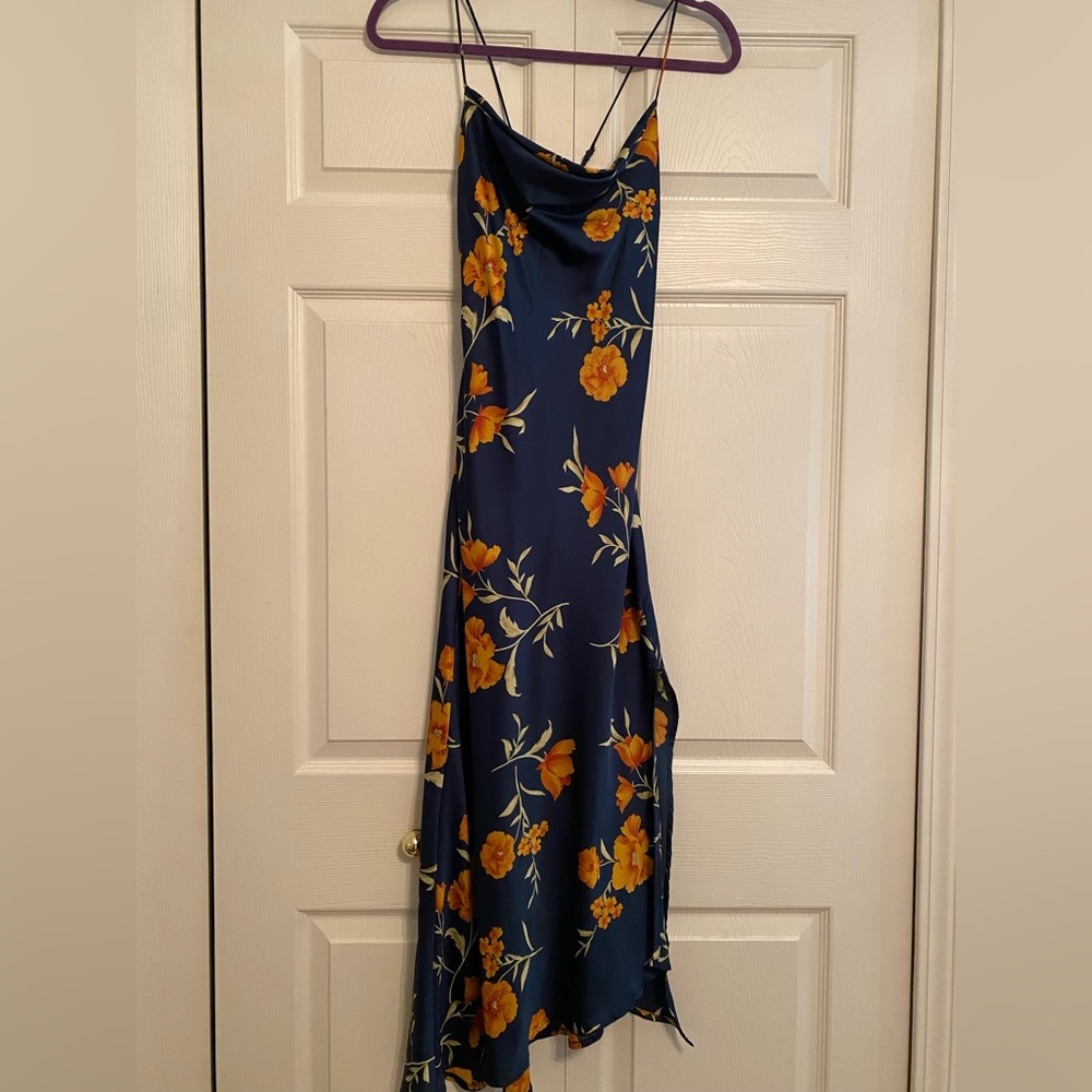 ASTR the Label - Dark Teal Floral Gaia Midi Dress